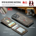thumbnail image 5 of 2 in 1 detachable cards Solt wallet leather case for iPhone 16 pro max 15 plus 14 13 12 Samsung S24 plus S23 ultra for MagSafe wireless charging ring holder cover, 5 of 7