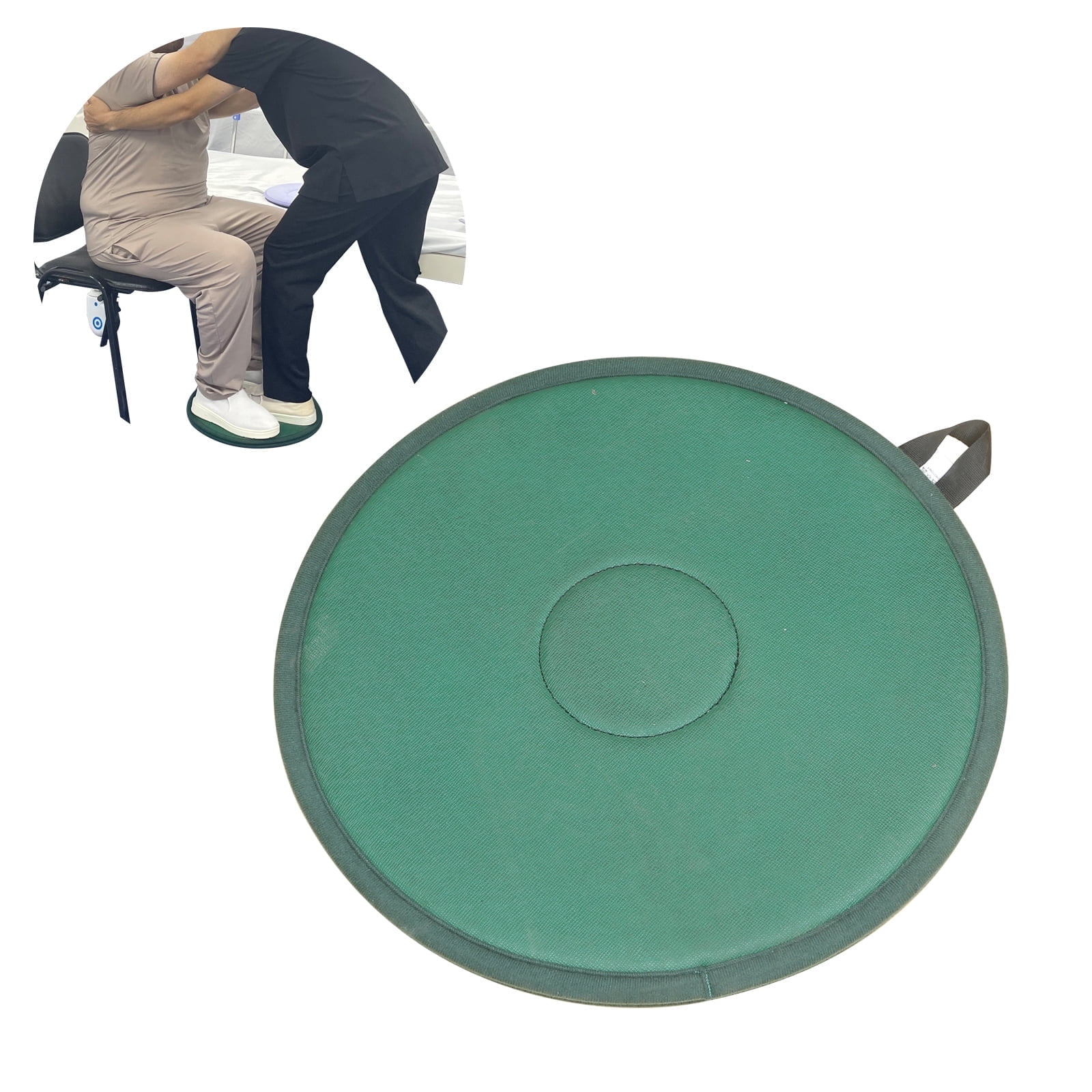 Ehucon Green Pivot Disc Transfer Aid, 360° Manual Rotating Swivel Cushion with Non-Slip PVC & Nylon Surface, 330 lb Turning Assist for Bed, Wheelchair or Car, 15.7"