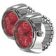 thumbnail image 1 of EeaseMX 2 relojes de cuarzo para llevar en los dedos, relojes creativos con forma de anillo, mini accesorios para mostrar la hora para mujeres y hombres (rojo), 1 of 7
