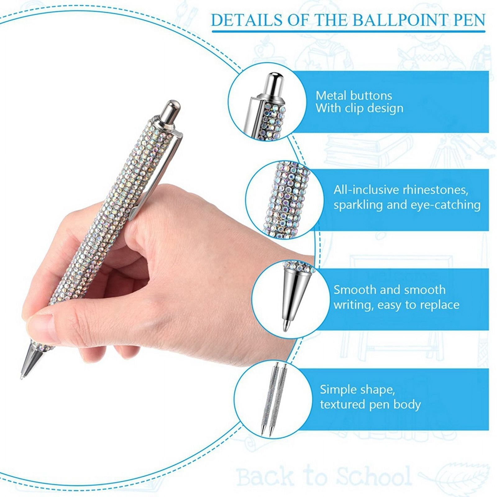 16Pcs Cute Pen Bling Diamond Pens Christmas Rhinestones Gift Metal Ballpoint Pens Fancy Sparkly Crystal Pens A