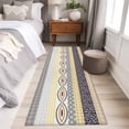 thumbnail image 4 of 2'x6' Rug Runners for Hallways Kitchen, Yellow Grey Geometric Non Slip Entryway Beside Floor Carpet Runner, Boho Vintage Country Flowers Leaves Laundry Room Bedroom Throw Rugs Mat for Family Pet, 4 of 8
