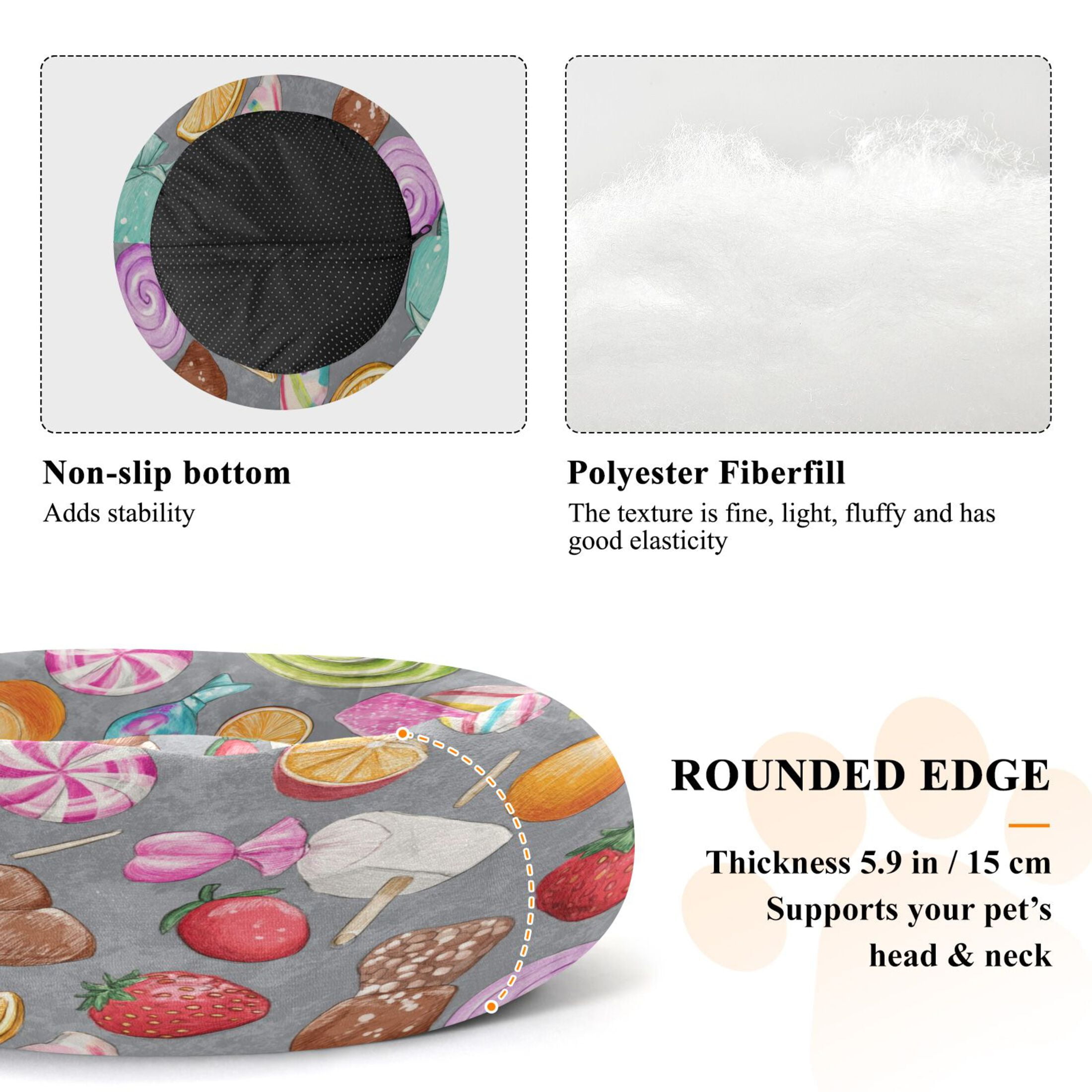 Iauyy Pet Couch Donut Cat Bed for Indoor Cats/Small Dogs Washable & Machine with Non-slip Bottom Calming Cat Furniture, Candies and Fruit Candies (M)