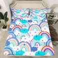 thumbnail image 3 of Feelyou Cartoon Blue Rainbow Twin Sheet Sets for Kids, Dreamy Starry Sky Cloud Twin Fitted Sheet, Cute Love Heart Flat Sheet, Breathable Home Decor, 3 Pieces, 3 of 8
