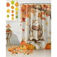 thumbnail image 5 of Pet Cat in Swing Shower Curtains for Bathroom, Thanksgiving Pumpkin Maple Leaves Retro Waterproof Fabric Shower Curtain for Bathroom Bathtub Decoration, Machine Washable, 72"x72", 5 of 9