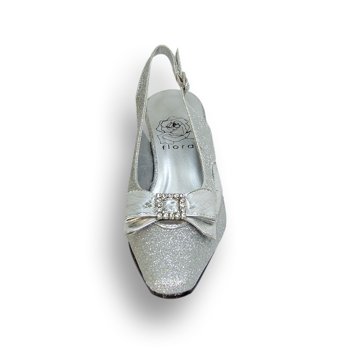 FLORAL Pearl Women's Wide Width Evening Dress Shoes for Wedding, Prom, & Dinner SILVER 7