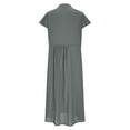 thumbnail image 4 of Ovzne Robes pour Femmes Robe Mode Été Boutonnée Décontractée Unie Col en V Manches Courtes Robe Maxi Grande Taille Liquidation, 4 of 6