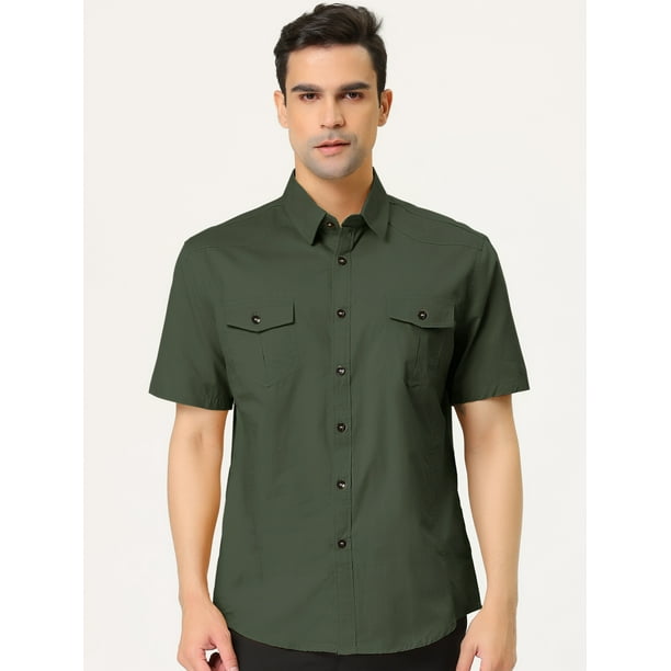 Unique Bargains Lars Amadeus Men's Cargo Short Sleeves Button Up Safari Shirts With Pockets Other S