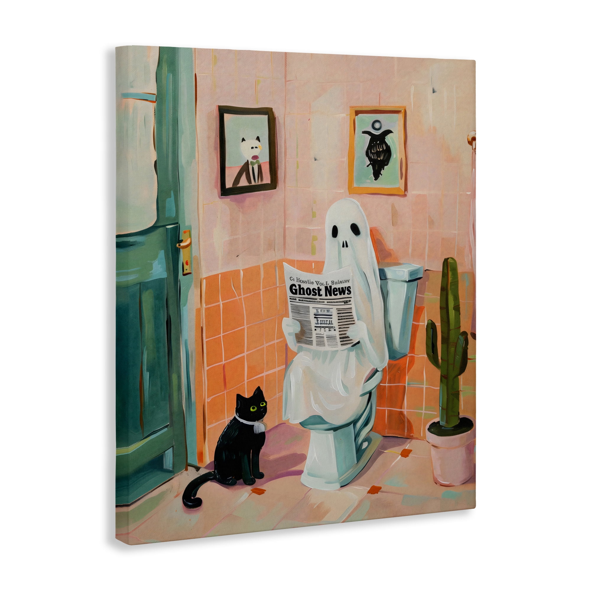 Stupell Industries Ghost Reading Newspaper Canvas Wall Art, design by The Prints Vibe