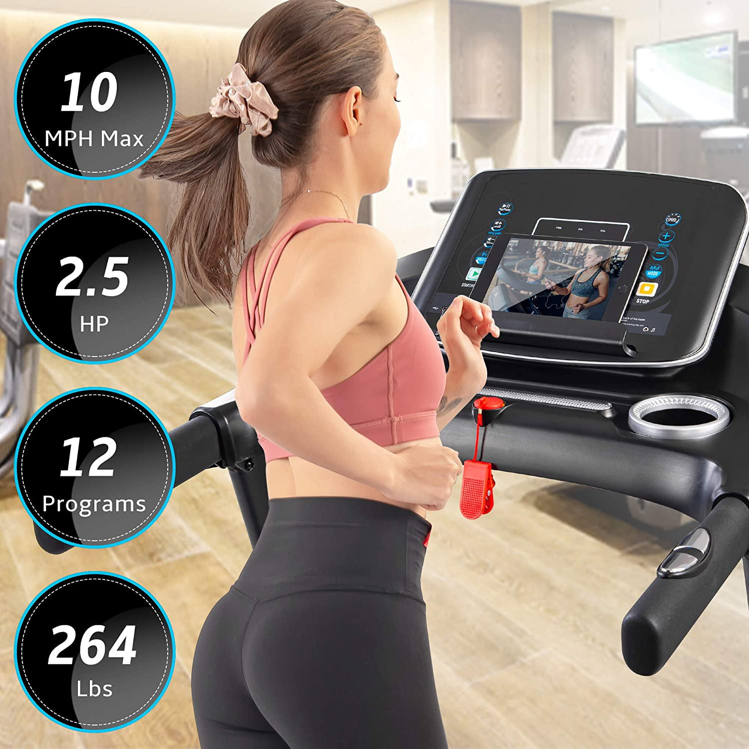 High-Speed FoldingElectric Treadmill，Electric Motorised Running MachineSilent Electric Walking MachineMultiple Systems​​ Adjustable Speed，150kg Load Capacity 