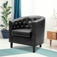 thumbnail image 4 of Emma Accent Chair, Button Tufted Faux Leather Barrel Chair, Midcentury Modern Accent Chair, Comfy Armchair, Tub Barrel Chairs Black, 4 of 7
