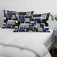 thumbnail image 4 of Navy Blue Black Geometric Throw Pillow Covers, Modern Color Block Abstract Soft Breathable Pillow Cases with Invisible Zipper for Sleeping, Standard Pillowcases for Couch Bed Sofa Chair 20x26 Inches, 4 of 9