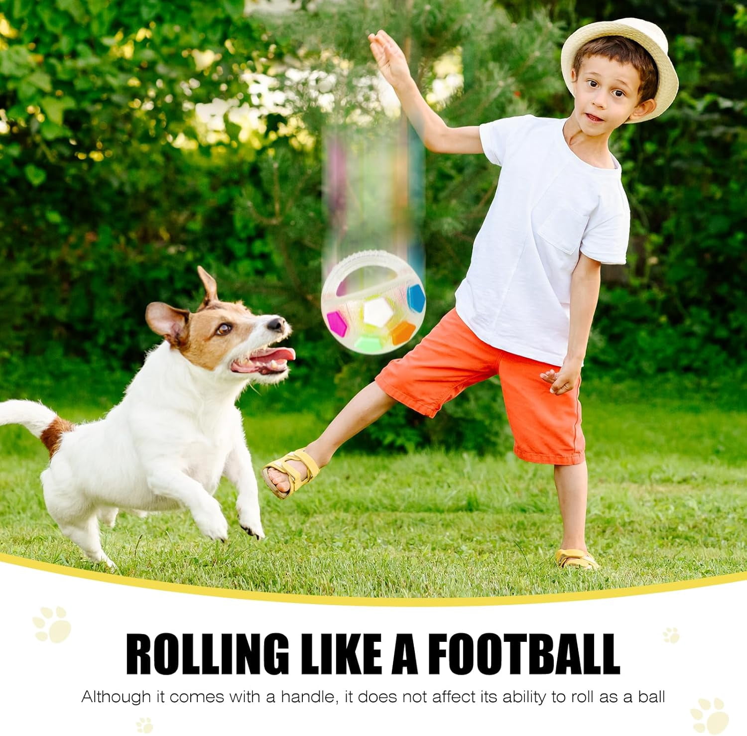 Dog Toy Soccer Ball with Handles, 5.11In Interactive Squeaky Floating Ball for Toss and Fetch Play, Suitable for Water Play Training and Outdoor Games