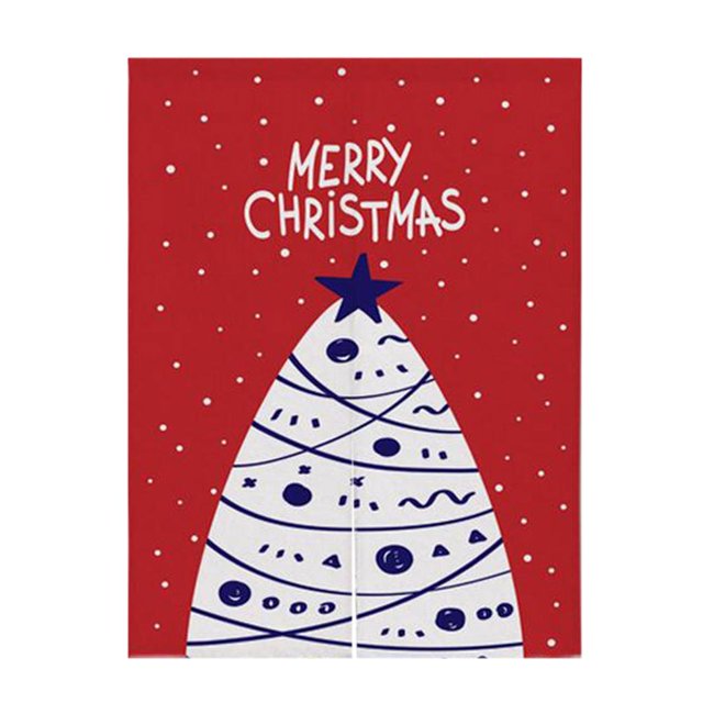 Estilo japonés Navidad de Puerta Tapicería Conveniente para Hogar Oficina Cuarto de Baño Restaurante Árbol rojo l Baoblaze Cortina para puertas navideñas