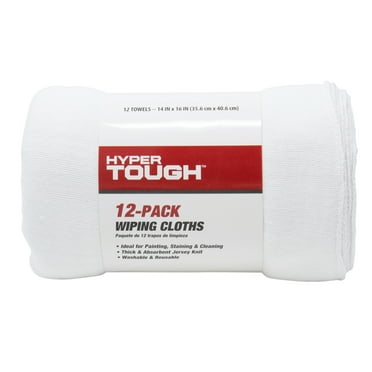 Hyper Tough Wiping Cloths, Natural, 14" x 16", Pack of 12, Jersey Knit Multi-Purpose Towels