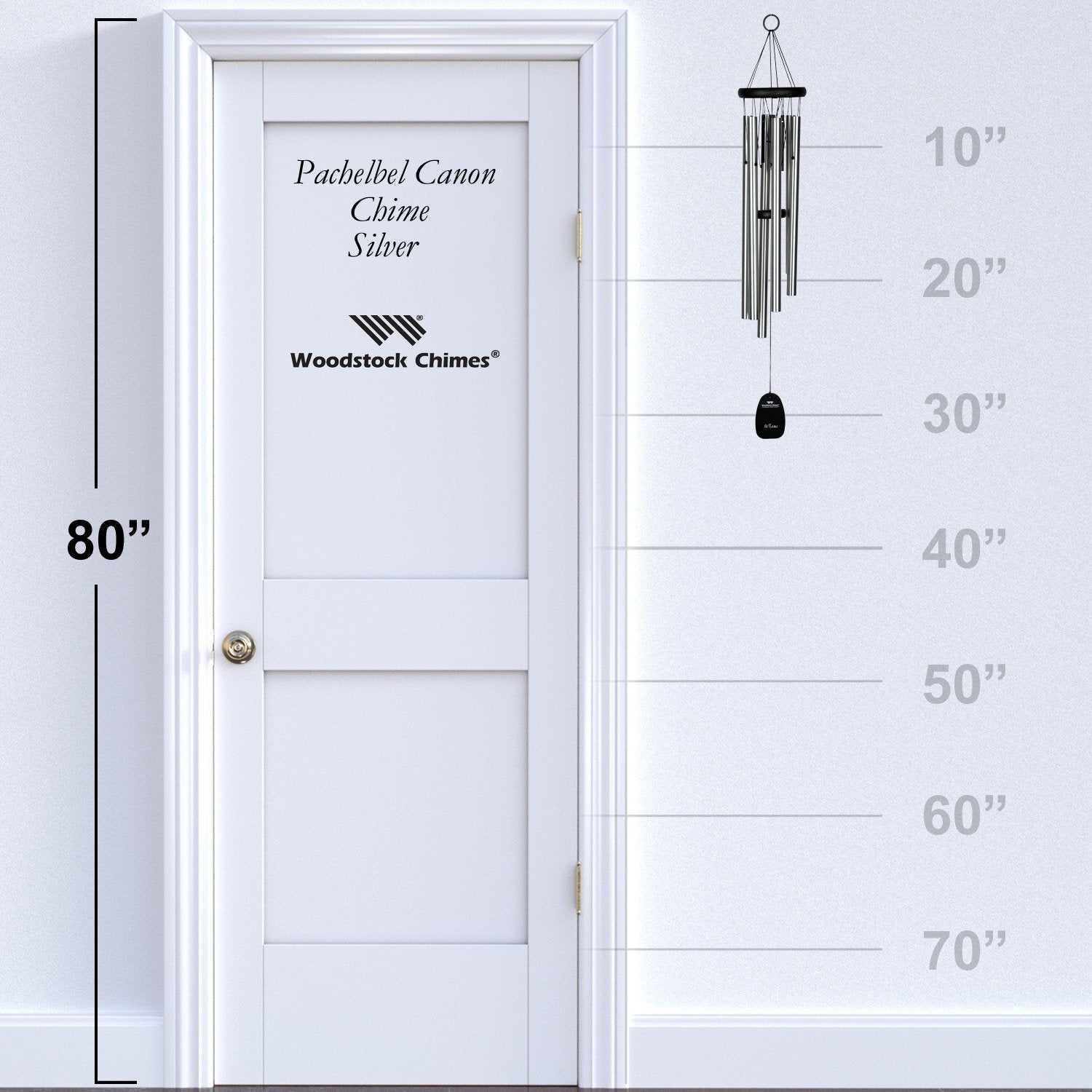 Woodstock Wind Chimes Signature Collection, Pachelbel Canon Chime, 32'' Silver Wind Chime PCC - image 4 of 7
