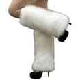 thumbnail image 1 of 1 Pair Plush Elastic Solid Color Thick Leg Warmers Autumn Winter Women Warm Faux Fur Boot Stockings, 1 of 9