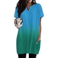 thumbnail image 2 of Duoif Women's Casual V Neck Short Sleeve Dress Loose Fit T Shirt Dress with Pockets Light Blue M, 2 of 9