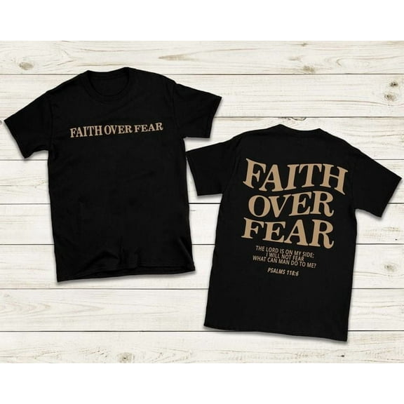 Chris.tian Shirts for Men Faith Over Fear Acid Wash Graphic Religious T Shirt Bible Verse Tees, Men's And Women's Graphic Tee 100% Cotton by TBun, Full Sizes S-5XL