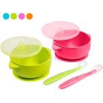 Best Baby Suction Silicone Bowl Set Includes Soft Silicone Spoon   Lid BPA Free