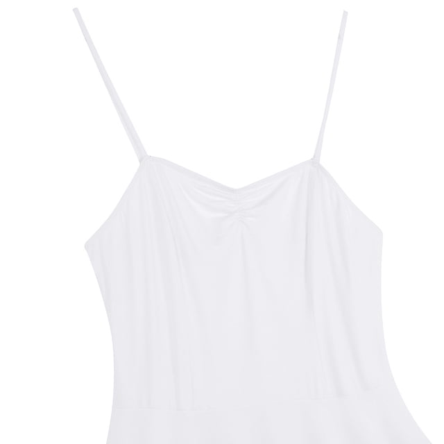 inhzoy Robe de Danse Lyrique pour Femmes en Chiffon Bretelles Spaghetti Asymétrique Robe de Bal Blanche G