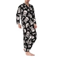 thumbnail image 2 of Naloa black white Skull bone Men’s Pajamas Set - Long Sleeve Button Down Sleep Shirt and Pajama Bottoms Sleepwear Set-X-Large, 2 of 7