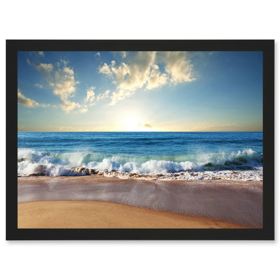 Photo Seascape Beach Sand Ocean Surf Waves A4 Artwork Framed Wall Art Print