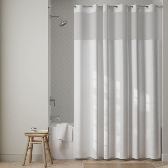 Rideau de douche d'hôtel Zenna Home en tissu InstaCurtain blanc Rideau de douche/crochets