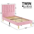 LIKIMIO Twin Bed Frame with Upholstered Headboard, No Box Spring Needed