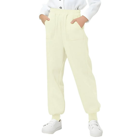 zbxnLI Girls Athletic Sweatpants with Pockets Teens Boys High Stretch Waist Jogger Pants 5-15 Years