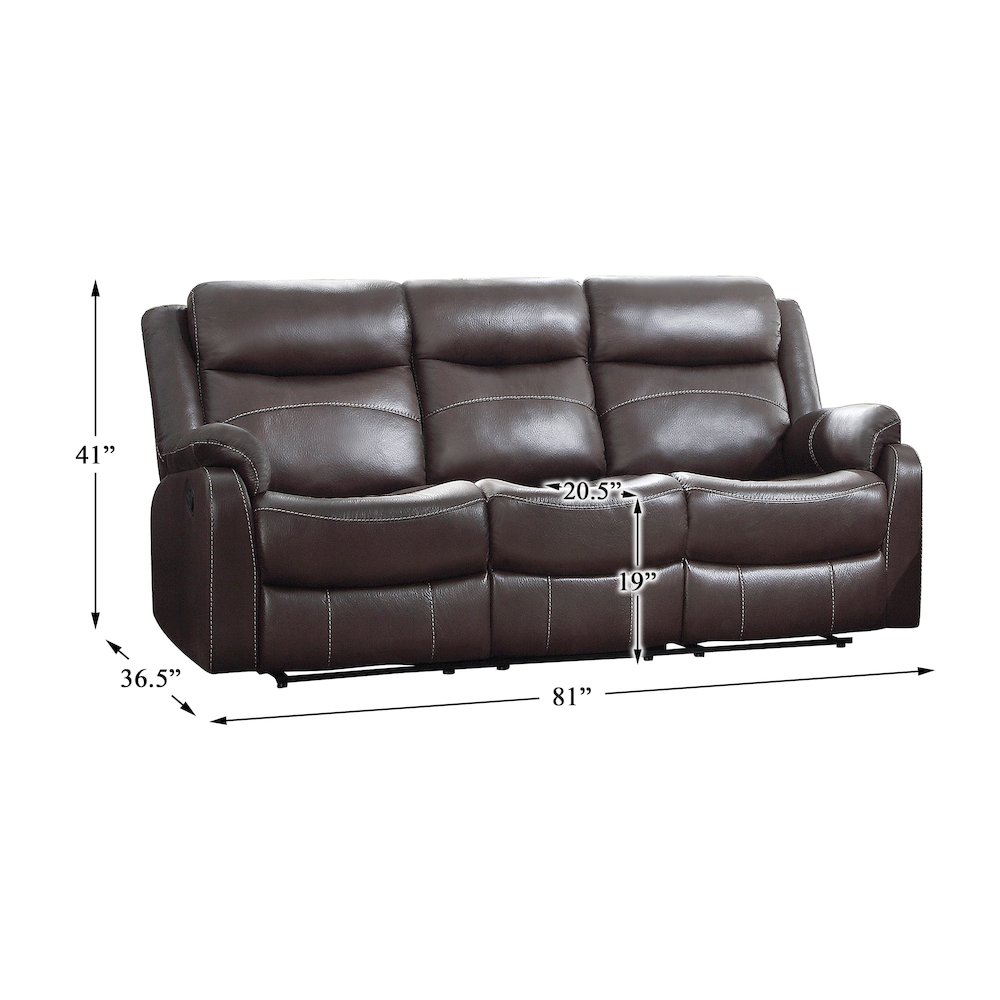 Lexicon Yerba Double Reclining Sofa with Drop-Down Cup Holders in Dark Brown
