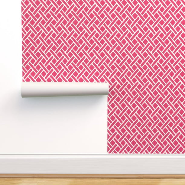 Peel & Stick Wallpaper 6ft x 2ft - Trellis Pink Lattice Hot Custom Removable  Wallpaper by Spoonflower 