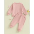 thumbnail image 4 of Bagilaanoe 2PCS Toddler Baby Girl Pants Set Letter Print Long Sleeve Sweatshirt Tops + Sweatpants 3M 6M 12M 18M 24M 3T Kids Casual Sweatsuits, 4 of 9
