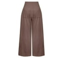 thumbnail image 5 of fartey Prime Day Deals Today 2024 Womens Cotton Linen Wide Leg Pants Breathable Solid Color Lounge Beach Pants Elastic High Waist Pockets Baggy Trousers, 5 of 6