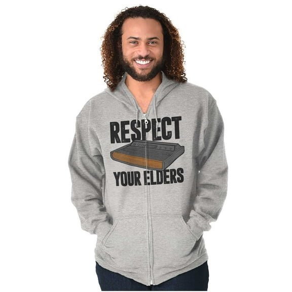 Respect Your Elders Dungeons Gamer Unisex Fleece Graphic Zip Up Hoodie Brisco Brands 2X