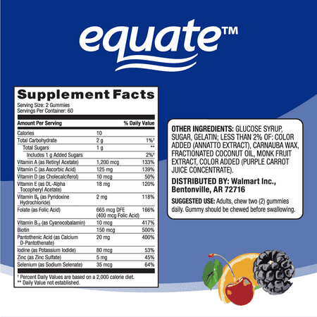 Equate Eq Adult Multi Vitamin + Immunity 120ct