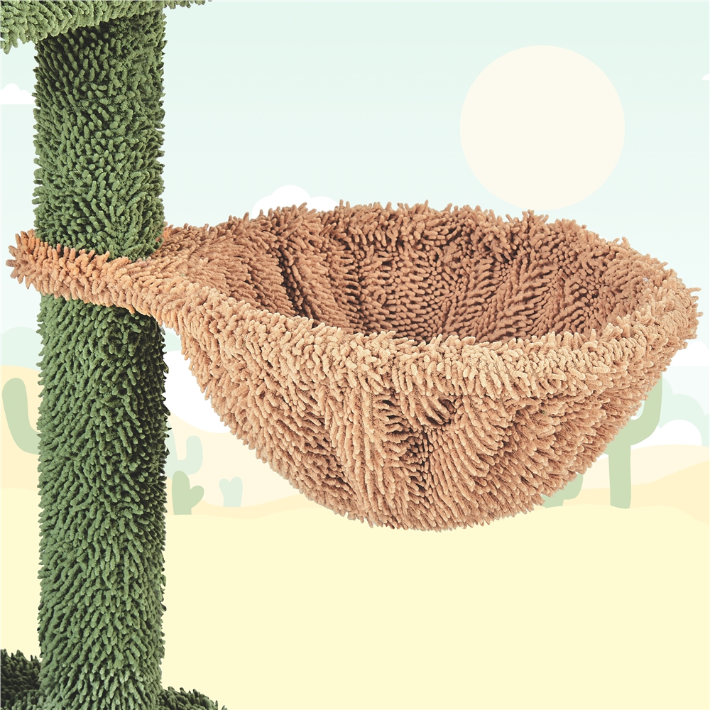 Yaheetech 53.1'' H Cat Tree Condo with Scratching Posts & Hanging Ball, Green/Brown