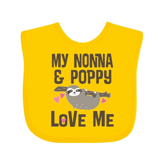 Inktastic Nonna and Poppy Grandchild Sloth Girls Baby Bib