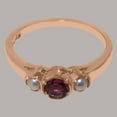 thumbnail image 6 of LBG British Made 18k Rose Gold Natural Pink Tourmaline & Cultured Pearl Womens Statement Ring - 33 size options - Size 9.25, 6 of 7