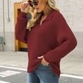 thumbnail image 6 of Clearance under $5 JINMGG V Neck Sweaters for Women Fall Winter Clearance,Women's Casual Fashion Long-Sleeved Color Turn-down Sweater Loose Pullover Lapel Sweater, 6 of 9