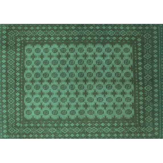Ahgly Company Indoor Rectangle Persian Turquoise Blue Traditional Area Rugs, 3' x 5'