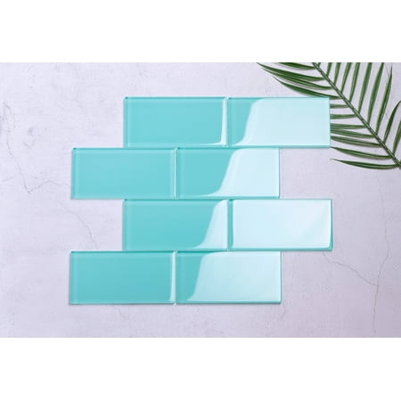 WS Tiles - Sample - Premium Series 3" x 6" Glass Subway Tile in Aqua Blue