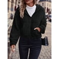 thumbnail image 6 of Women'S Fleece Jacket Women Full Zip Long Sleeve Hooded Coat Outerwear with Pockets Black S, 6 of 8