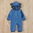 thumbnail image 3 of TUOBARR Infant Baby Girls Boys Solid Cartoon Ears Hoodie Romper Clothes Fleece Jumpsuit Blue (3M-3T), 3 of 8