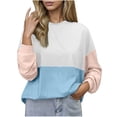 thumbnail image 1 of FAIWAD Long Sleeve Tops for Women Casual Loose Color Block Ribbed Knit Crewneck Pullover Trendy Work Clothes, 1 of 8