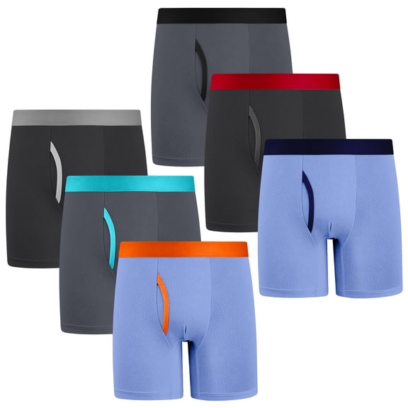 Protium 6 Packs Boys' Boxer Briefs, Youth Mesh Breathable Athletic Underwear(XS-XXL)