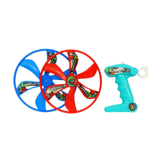 Punte de disco volador de juguete de juguete al aire libre portátil con 1 lanzador y 2 discos, divertido para niñas niños niños