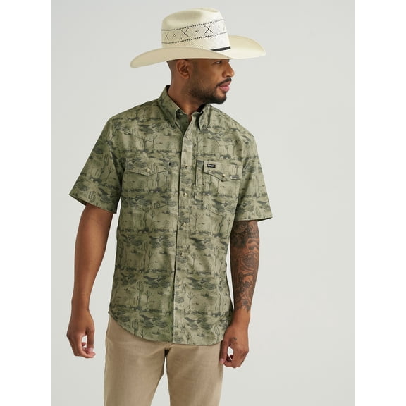 Wrangler Performance Olivine Print - Mens Shirt - 112375130