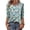 Dark Green, variant on Hawaiian T-Shirts for Women 3/4 Length Sleeve Crew Neck Shirts Tropical Leaf Print Breathable Tee Fashion Beach Travel Tee,Blue (L)