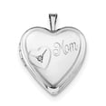 thumbnail image 3 of 925 Sterling Silver Box Necklace with Pendants Chain 20mm Mom Diamond Heart Locket 18 inch 19.55 mm, 3 of 5