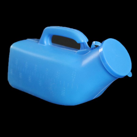 Minnieouse Male Urinal with Handle & Lid 1200ml Bedpan for Travelers Disabled Seniors Ayudas para vestirse con gancho de botón Azul 1200 ml